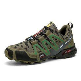 Men Hiking Shoes Climbing Male Sports Shoes Work Safety Toe Tactical Non-Slip Durable Trekking Sneakers Mens Footwear (Option: GREEN CAMOUFLAGE-44)