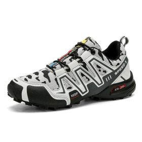 Men Hiking Shoes Climbing Male Sports Shoes Work Safety Toe Tactical Non-Slip Durable Trekking Sneakers Mens Footwear (Option: LIGHT GREY-45)