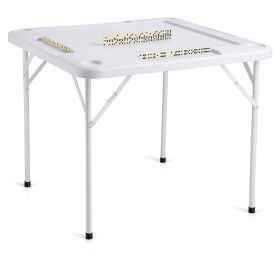 VEVOR Mahjong Table, Square 4 Player Folding Card Table with 4 Cup Holders & 4 Chip Trays (Default: Default)